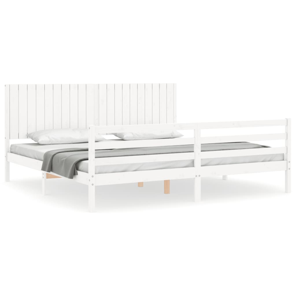 Bed Frame without Mattress White 200x200 cm Solid Wood
