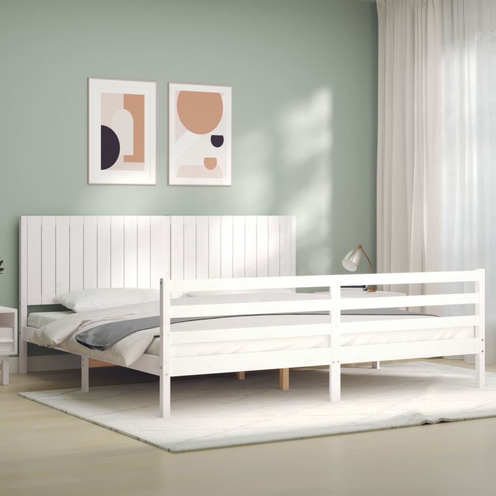 Bed Frame without Mattress White 200x200 cm Solid Wood