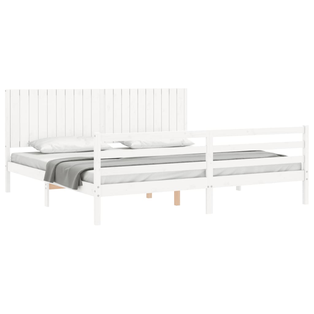 Bed Frame without Mattress White 200x200 cm Solid Wood