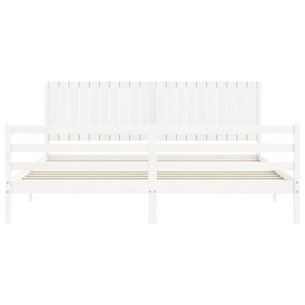 Bed Frame without Mattress White 200x200 cm Solid Wood