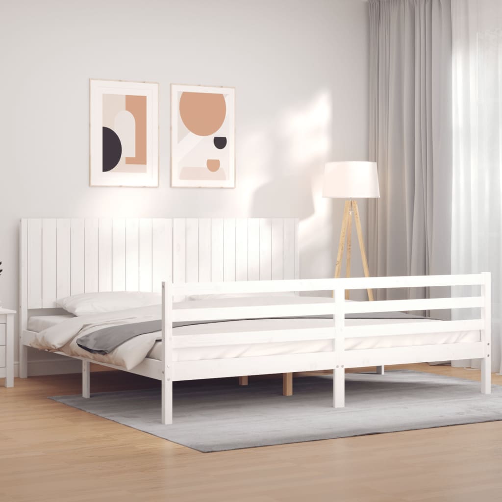 Bed Frame without Mattress White 200x200 cm Solid Wood