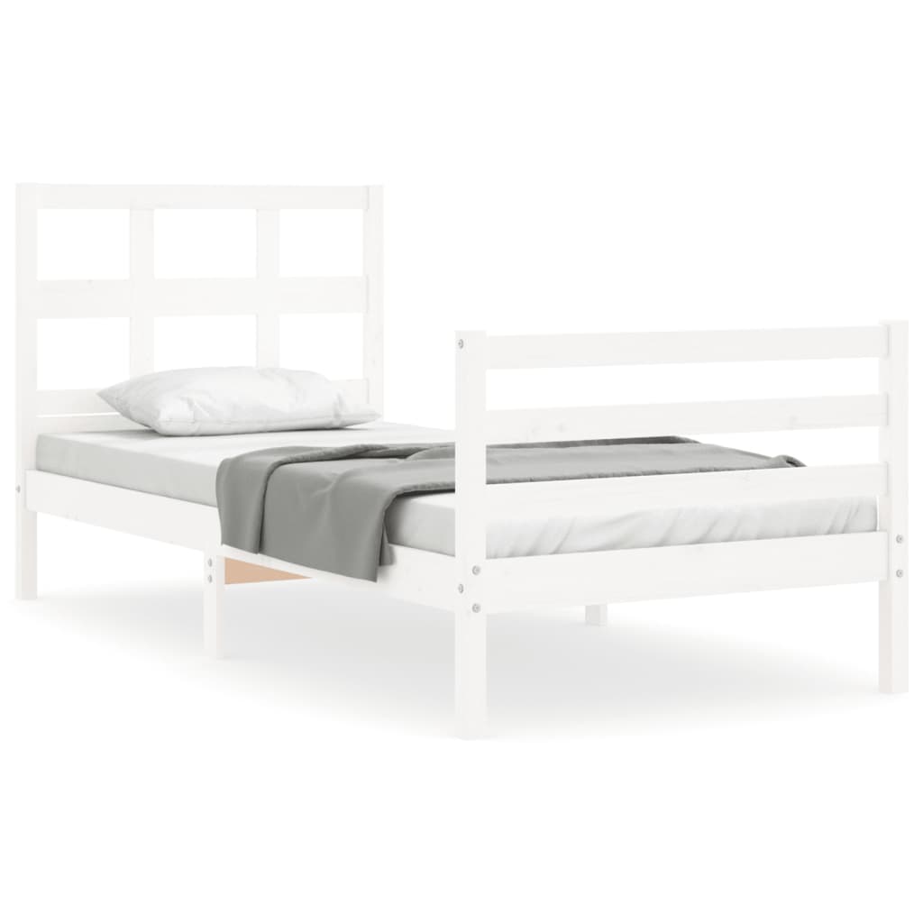 Bed Frame without Mattress White Small Single Solid Wood