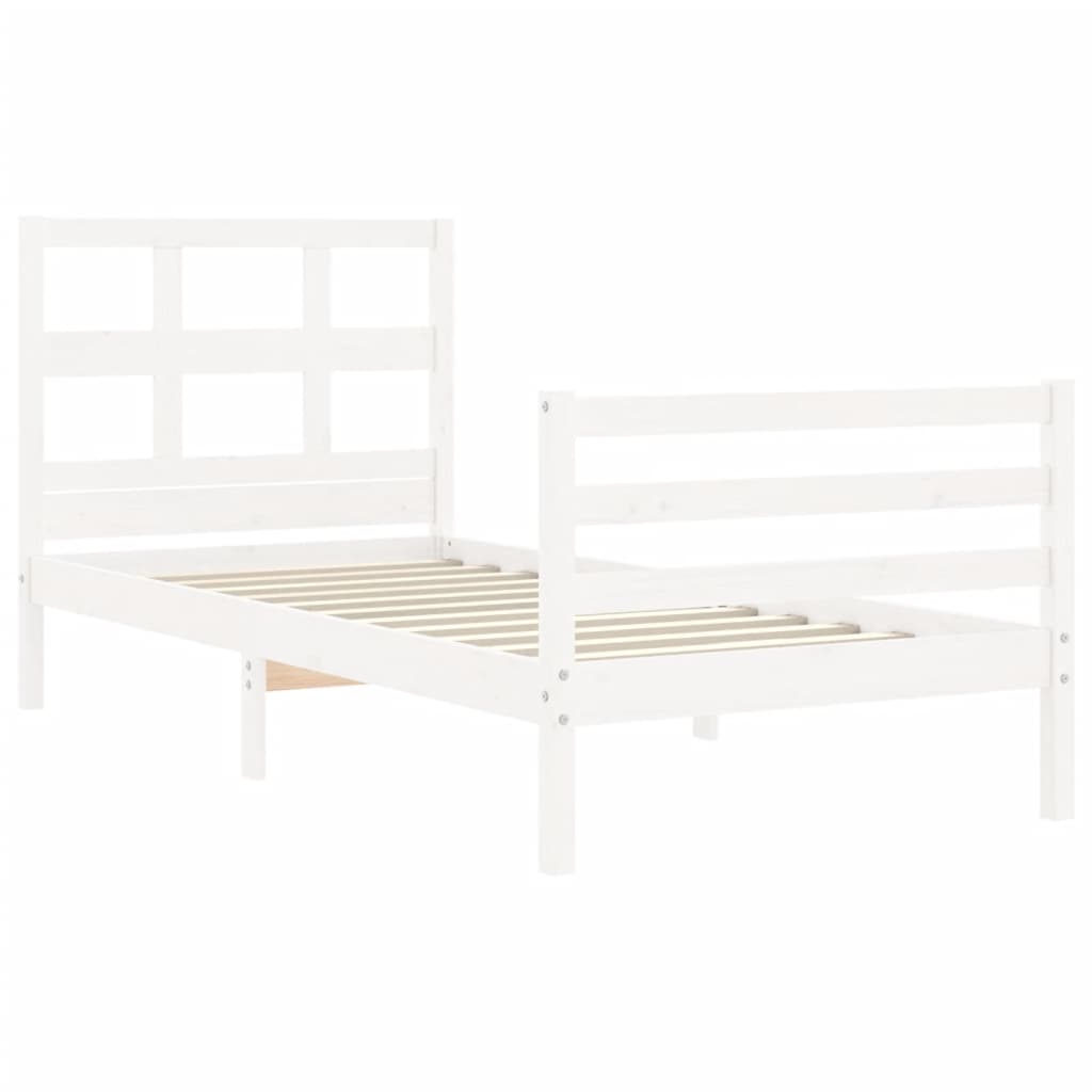 Bed Frame without Mattress White Small Single Solid Wood