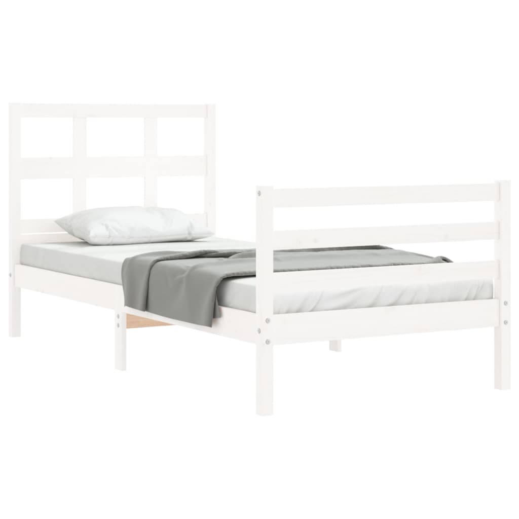 Bed Frame without Mattress White Small Single Solid Wood