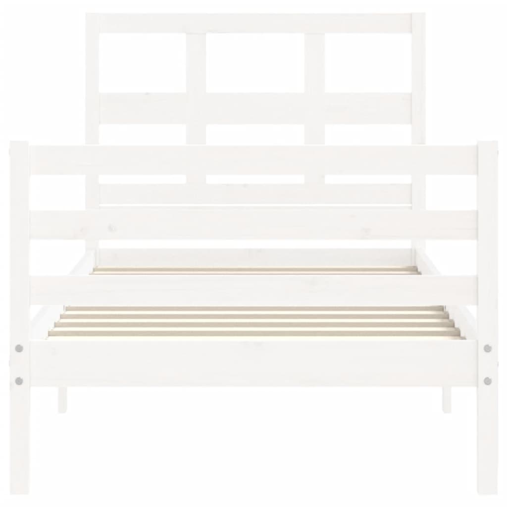 Bed Frame without Mattress White Small Single Solid Wood