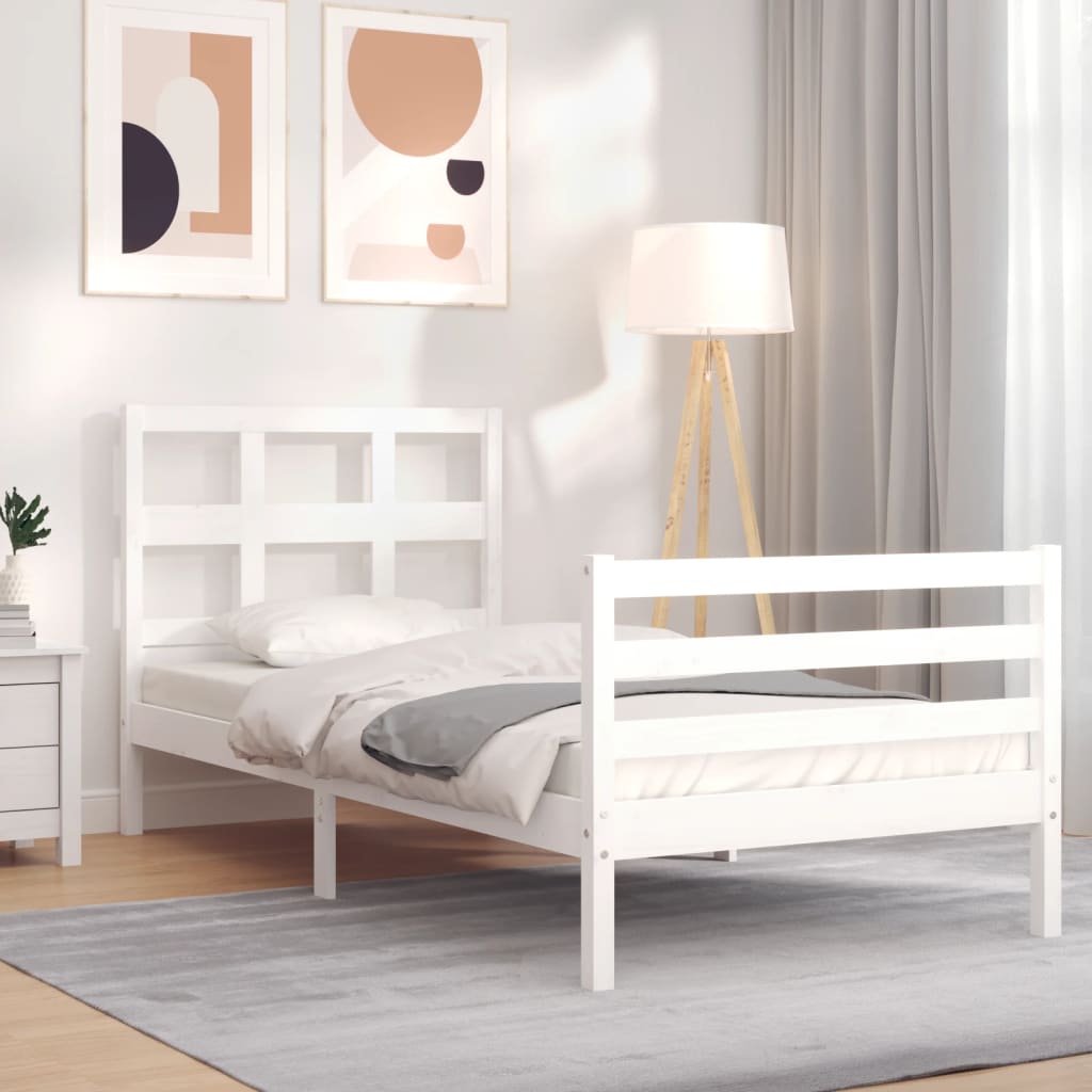 Bed Frame without Mattress White Small Single Solid Wood