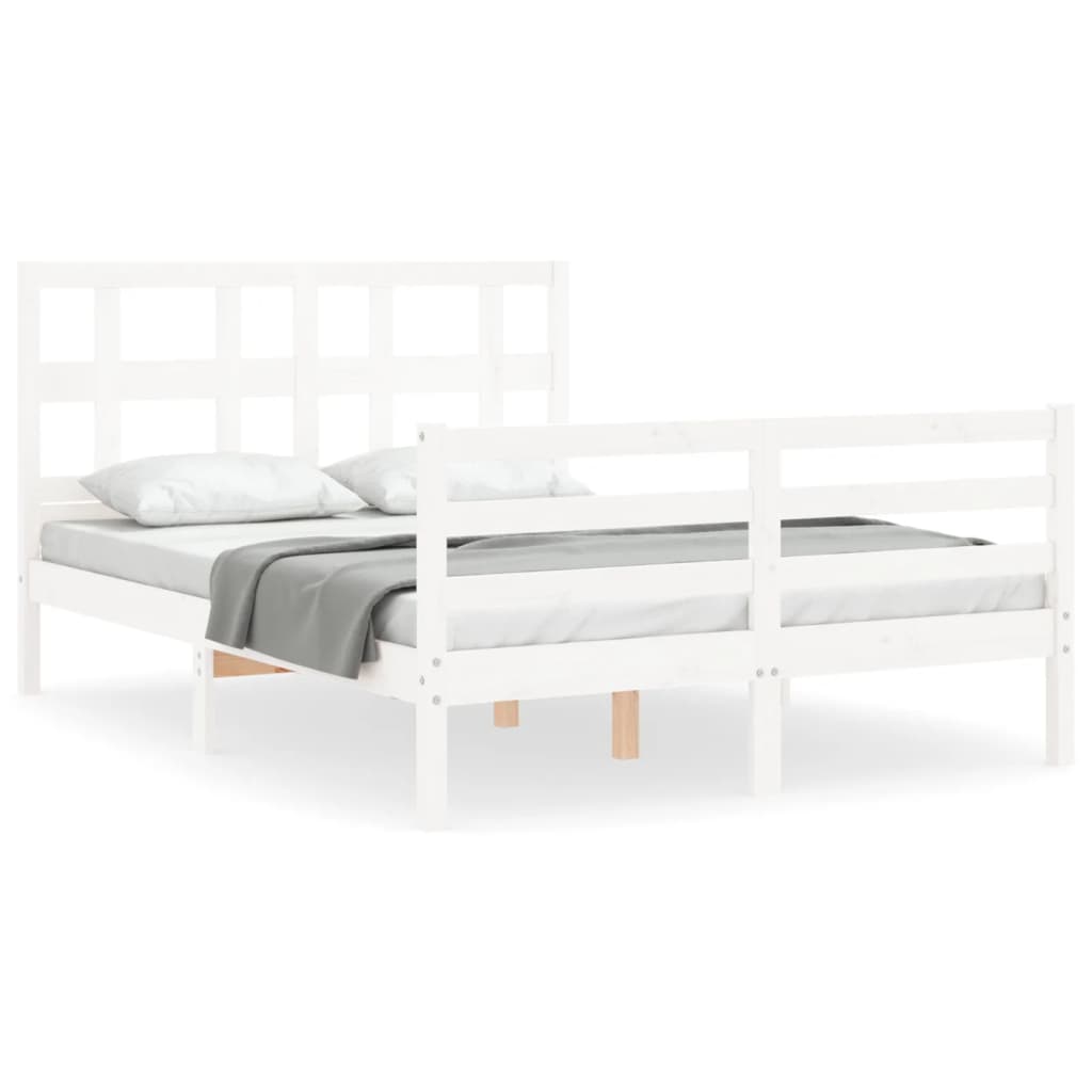 Bed Frame without Mattress White Small Double Solid Wood