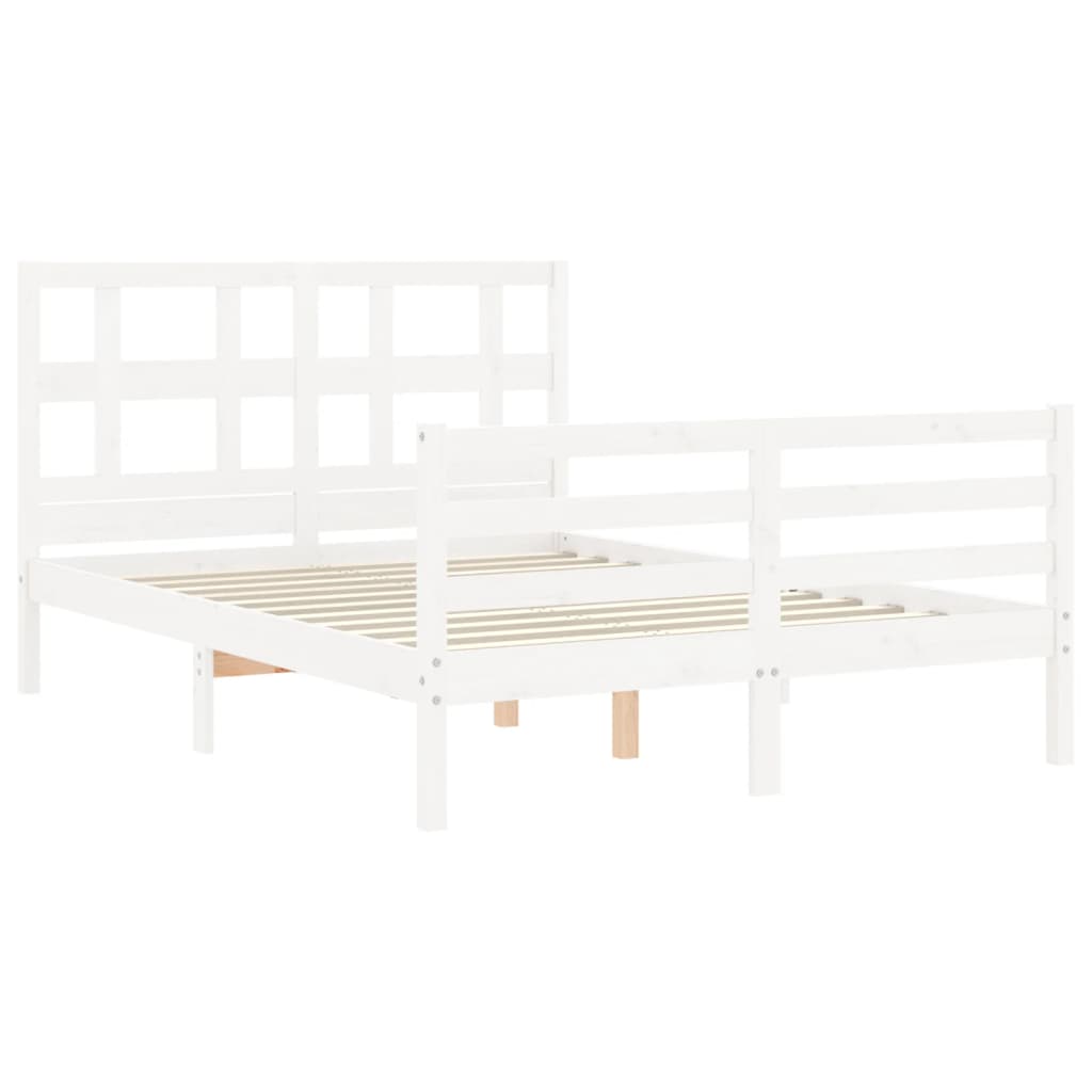 Bed Frame without Mattress White Small Double Solid Wood