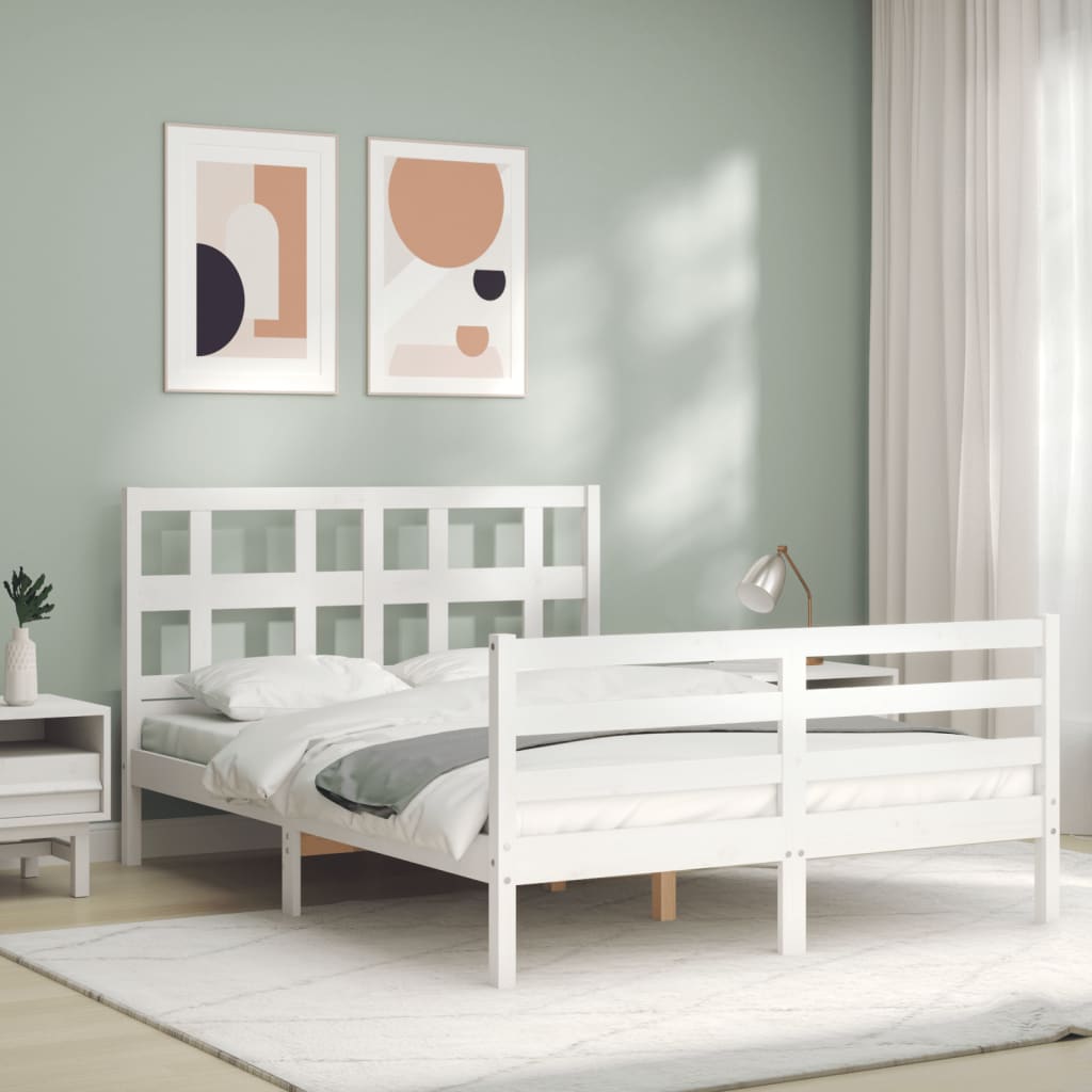 Bed Frame without Mattress White Small Double Solid Wood