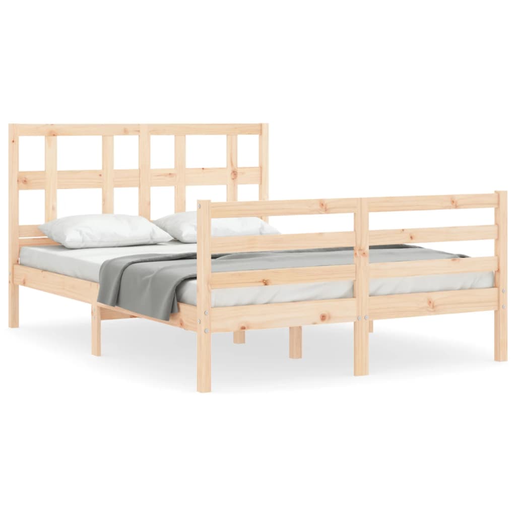Bed Frame without Mattress Double Solid Wood