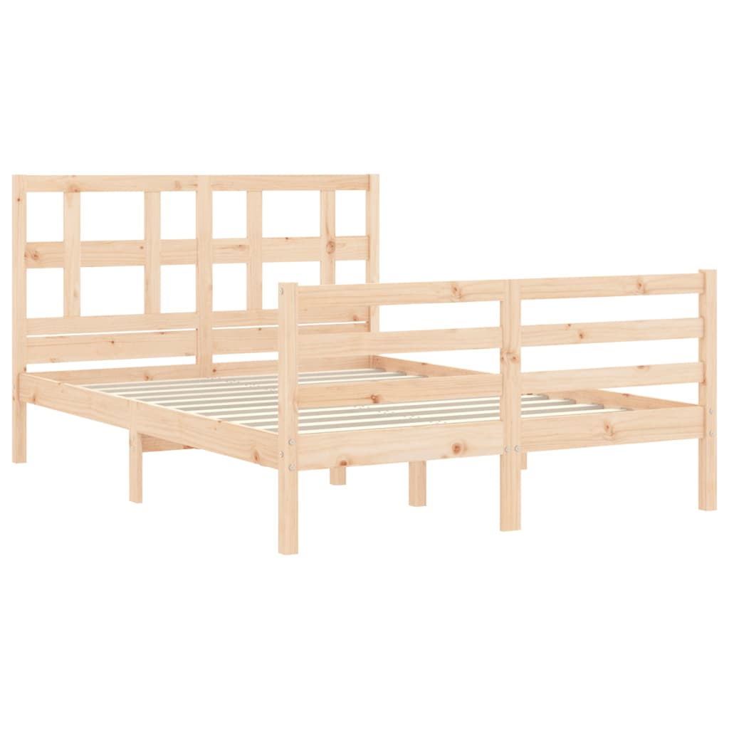 Bed Frame without Mattress Double Solid Wood