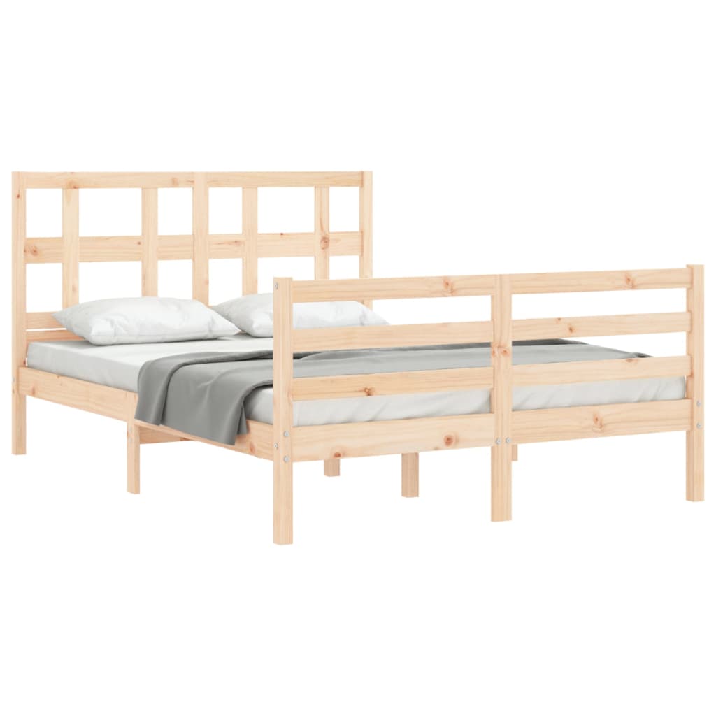 Bed Frame without Mattress Double Solid Wood