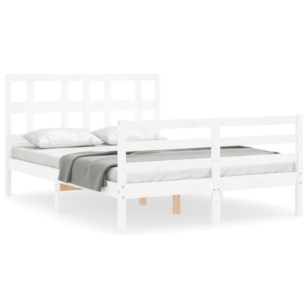 Bed Frame without Mattress White 140x190 cm Solid Wood