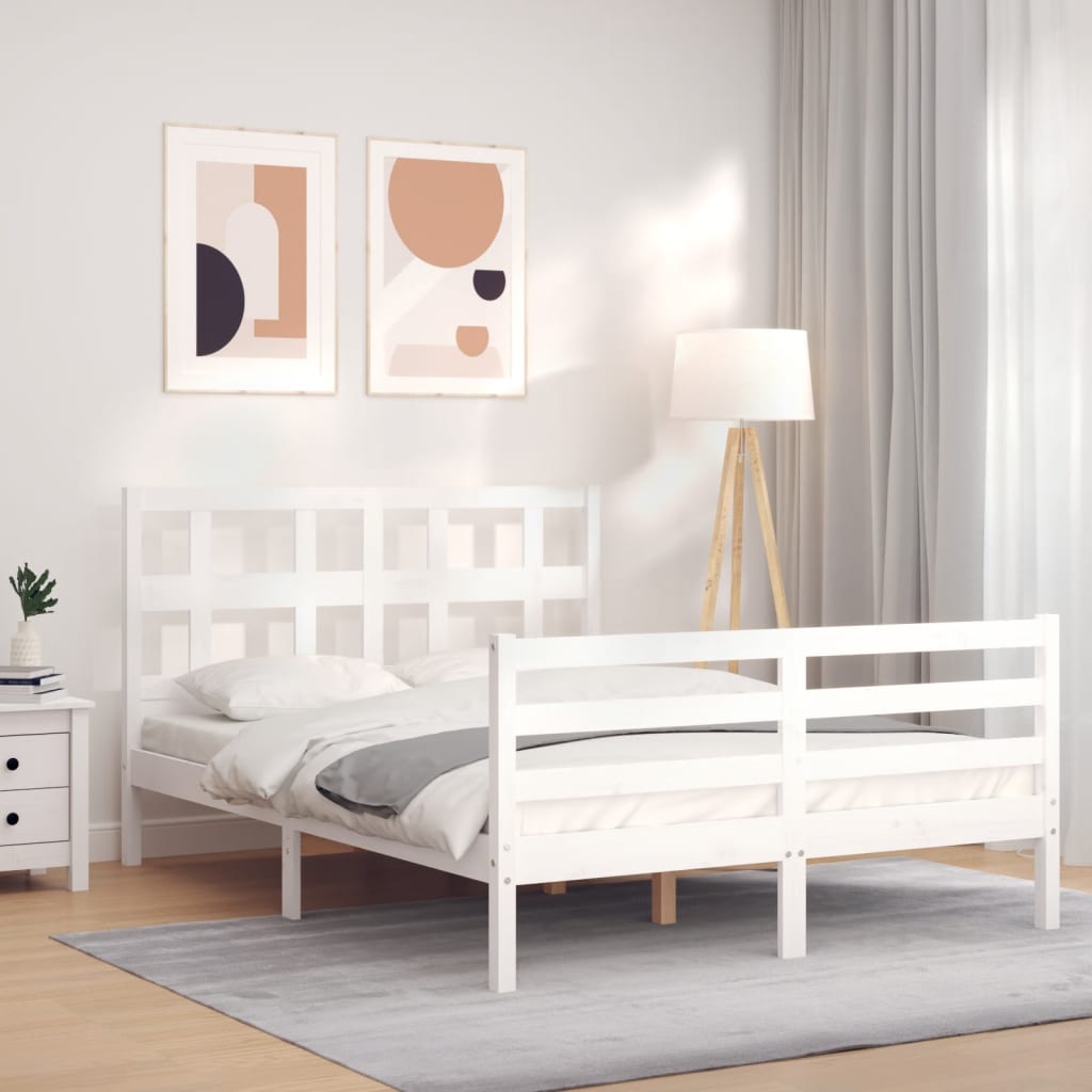 Bed Frame without Mattress White 120x200 cm Solid Wood