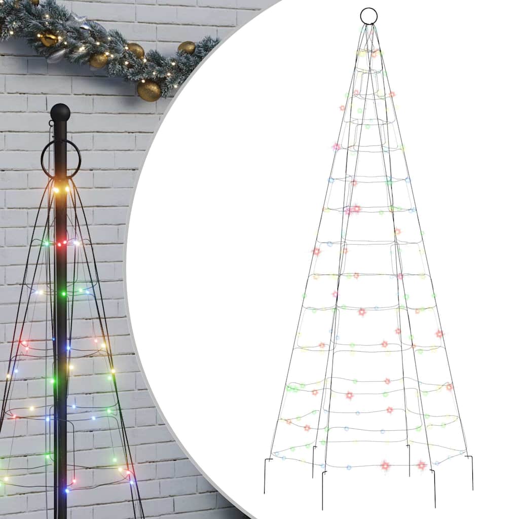 LED Christmas Tree on Flagpole 200 LEDs Colourful 180 cm