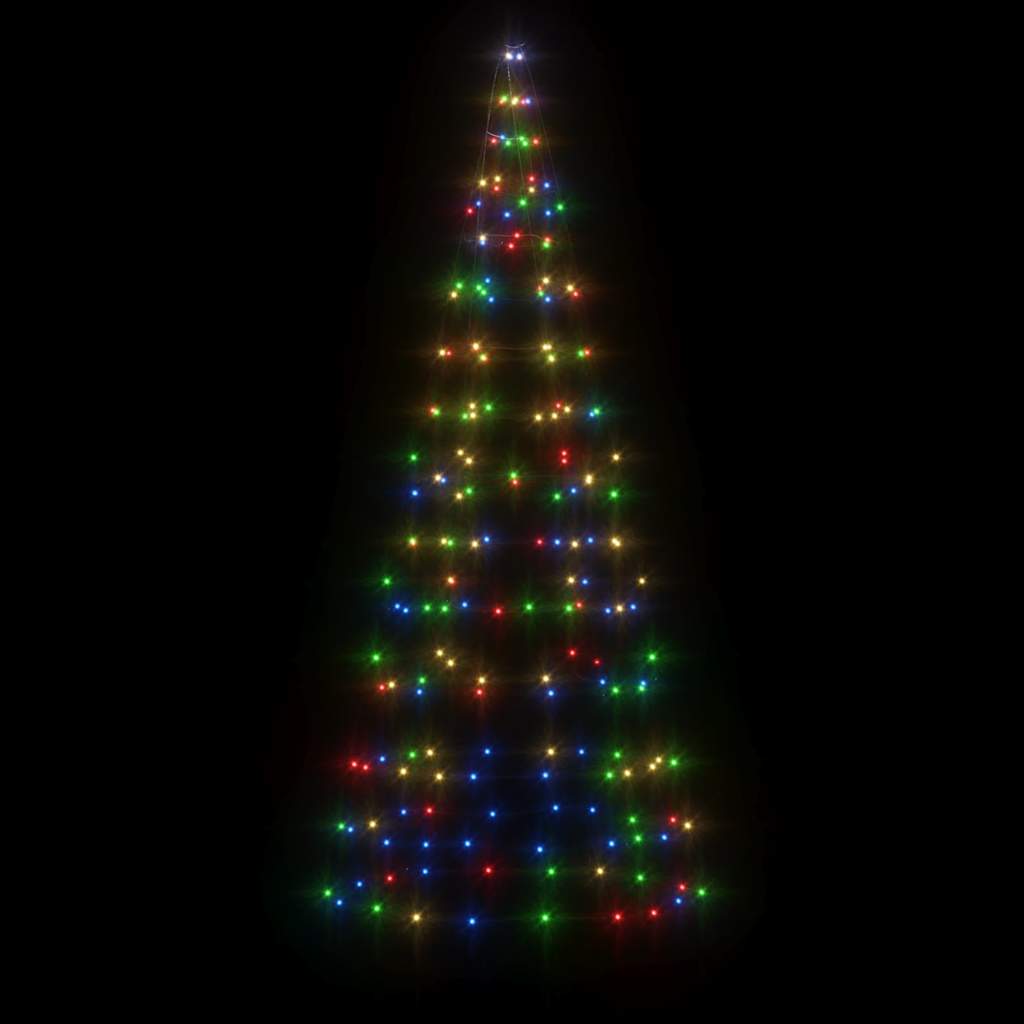 LED Christmas Tree on Flagpole 200 LEDs Colourful 180 cm