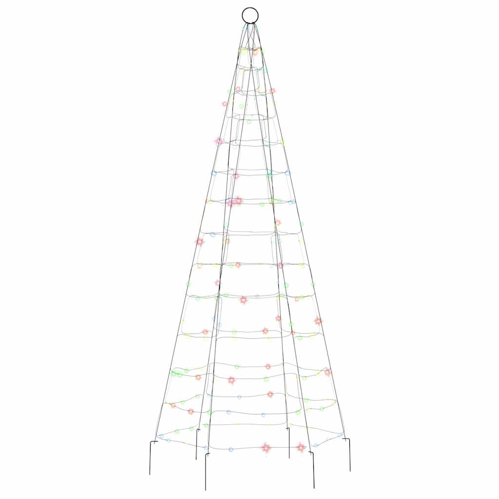 LED Christmas Tree on Flagpole 200 LEDs Colourful 180 cm