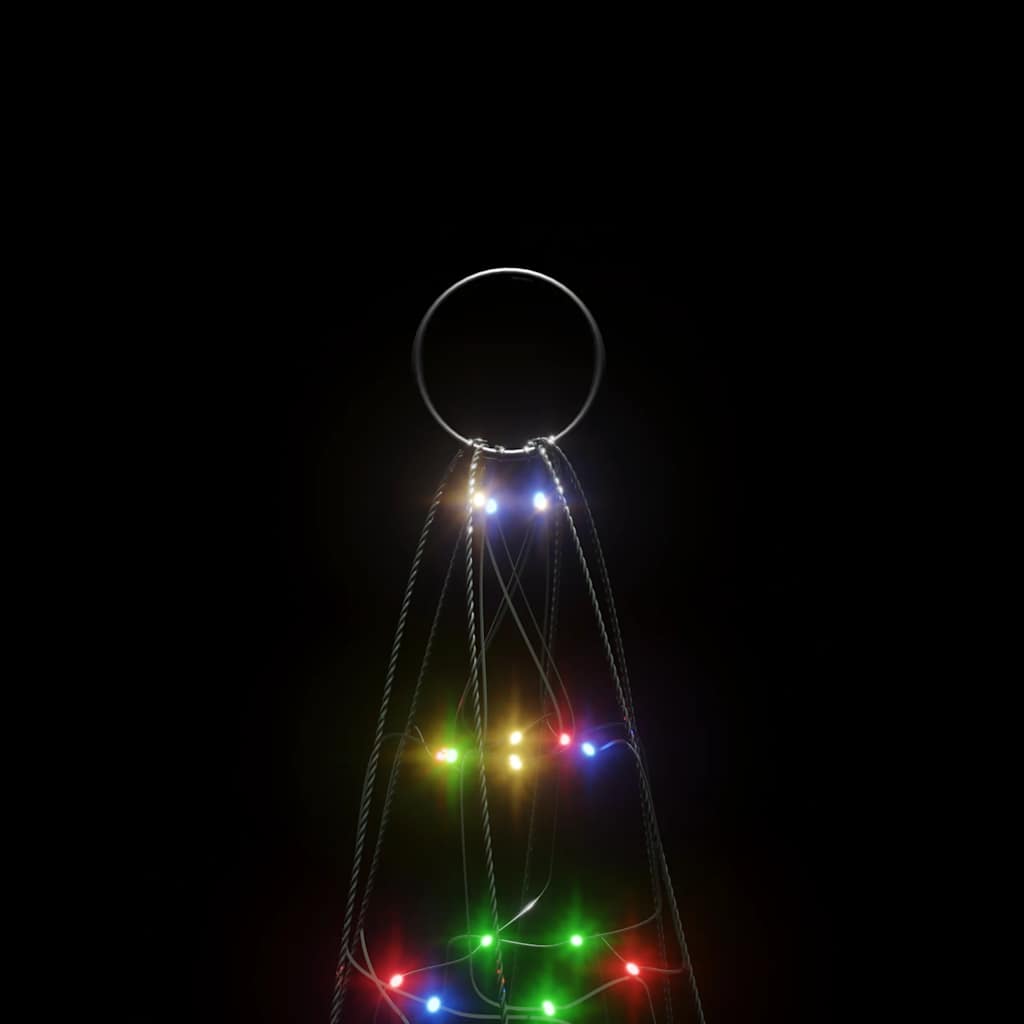LED Christmas Tree on Flagpole 200 LEDs Colourful 180 cm