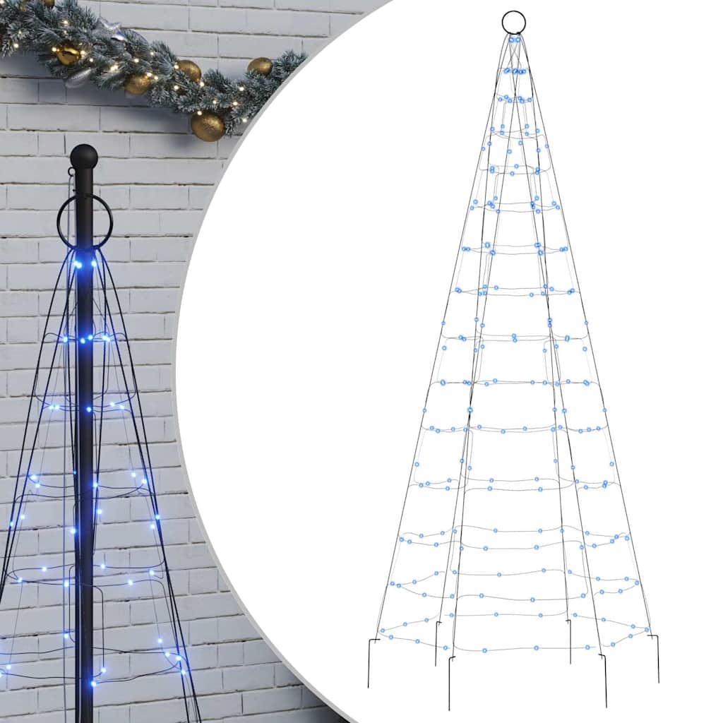 LED Christmas Tree on Flagpole 200 LEDs Blue 180 cm