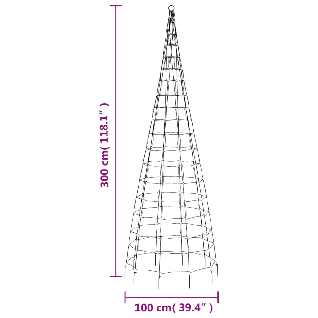 LED Christmas Tree on Flagpole 550 LEDs Warm White 300 cm