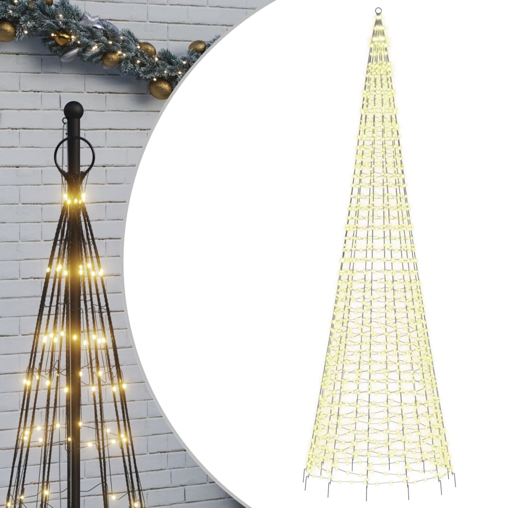 LED Christmas Tree on Flagpole 1534 LEDs Warm White 500 cm