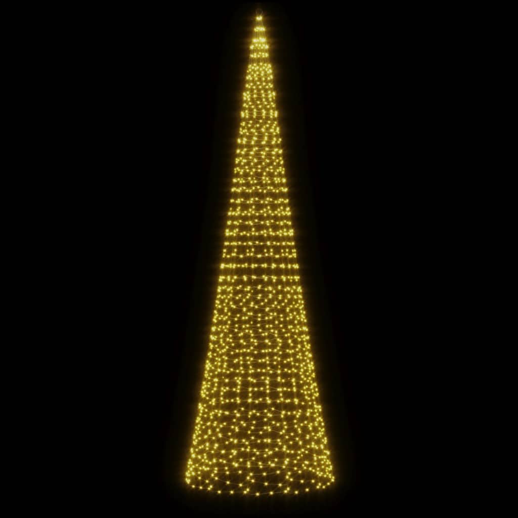 LED Christmas Tree on Flagpole 1534 LEDs Warm White 500 cm