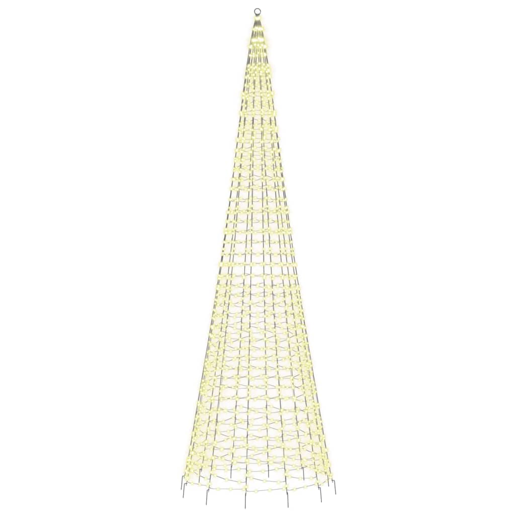 LED Christmas Tree on Flagpole 1534 LEDs Warm White 500 cm