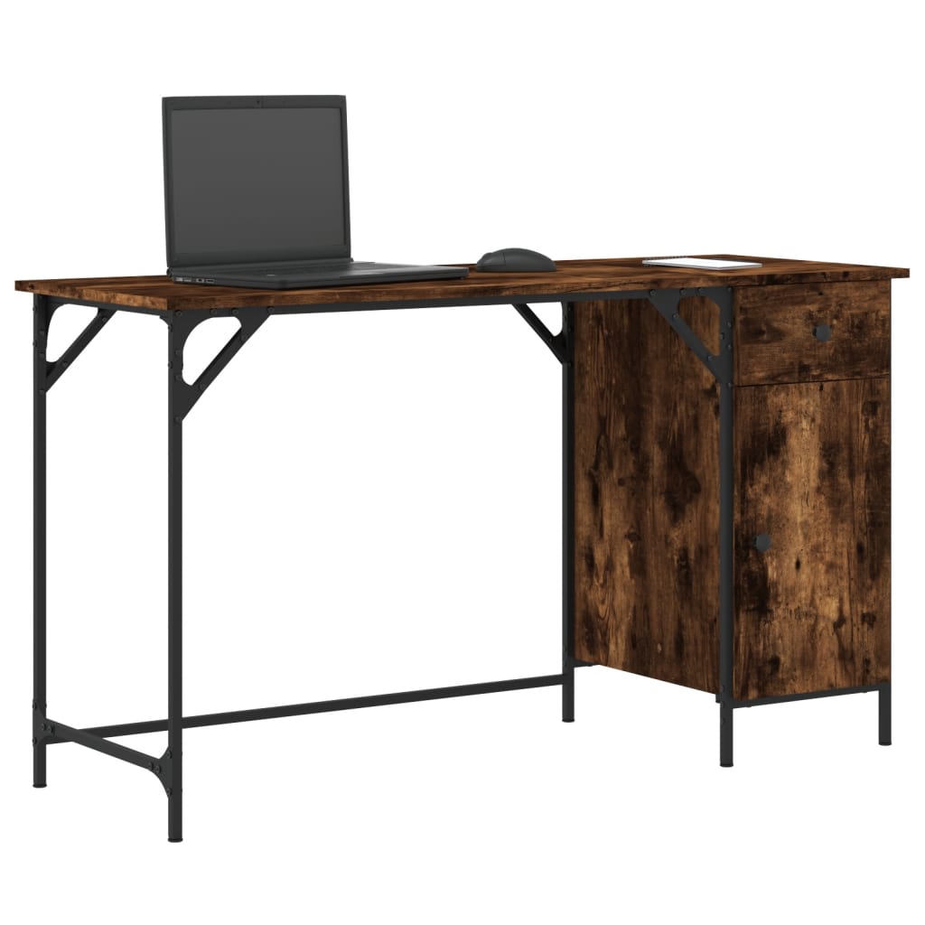 Computer Desk Smoked Oak 131x48x75 cm Engineered Wood