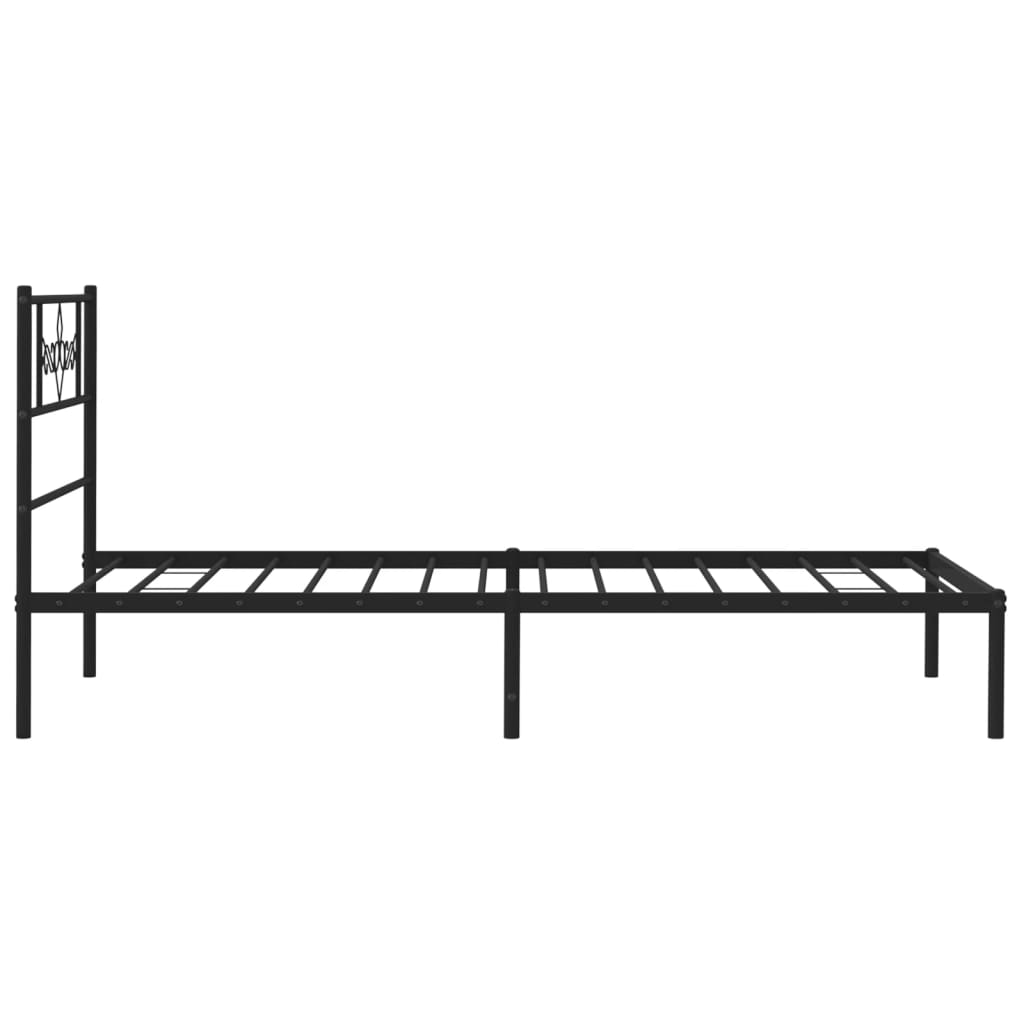 Metal Bed Frame without Mattress with Headboard Black 90x190cm