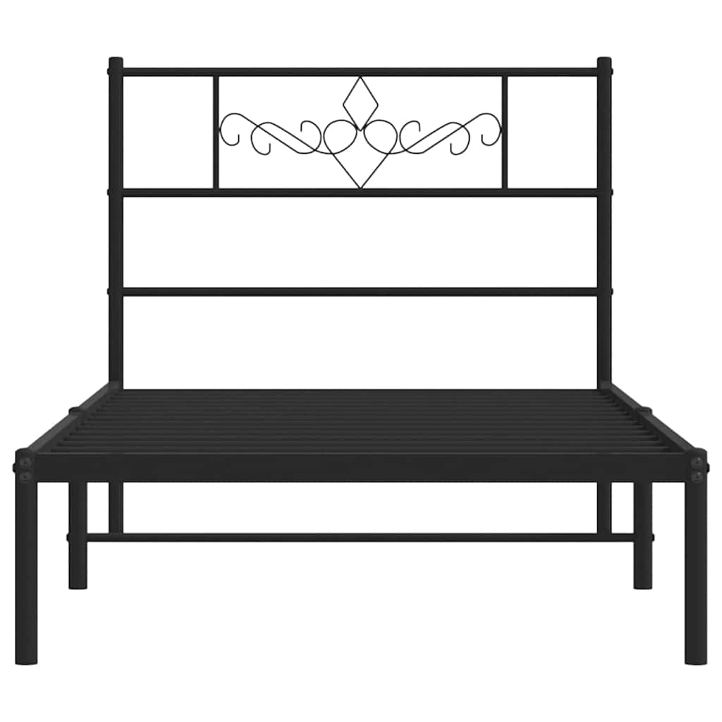 Metal Bed Frame without Mattress with Headboard Black 100x200cm