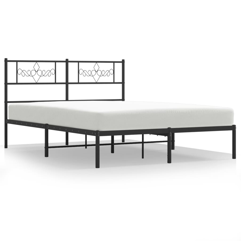 Metal Bed Frame without Mattress with Headboard Black 120x200cm