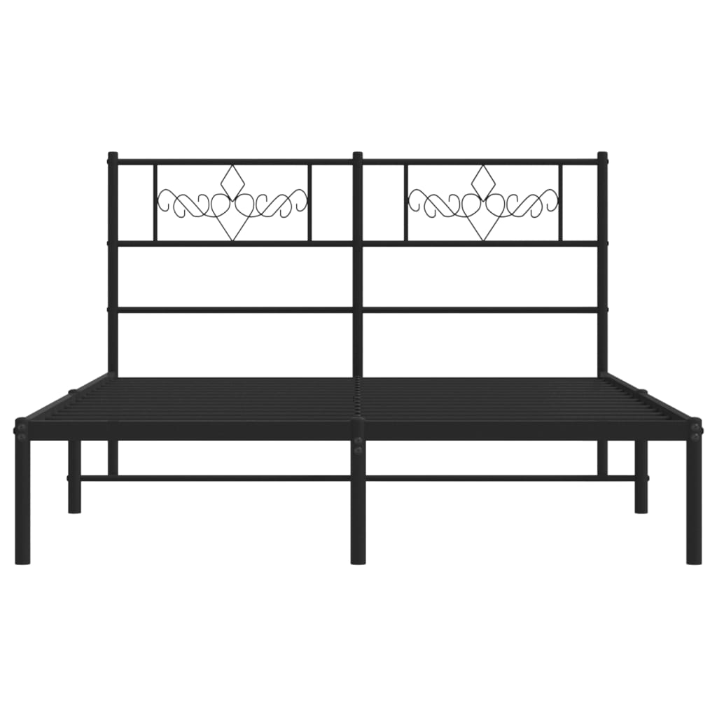 Metal Bed Frame without Mattress with Headboard Black 140x190cm