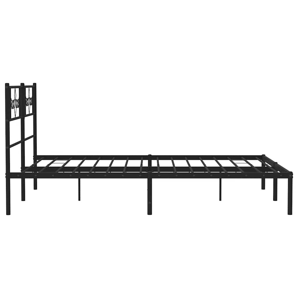 Metal Bed Frame without Mattress with Headboard Black 150x200cm