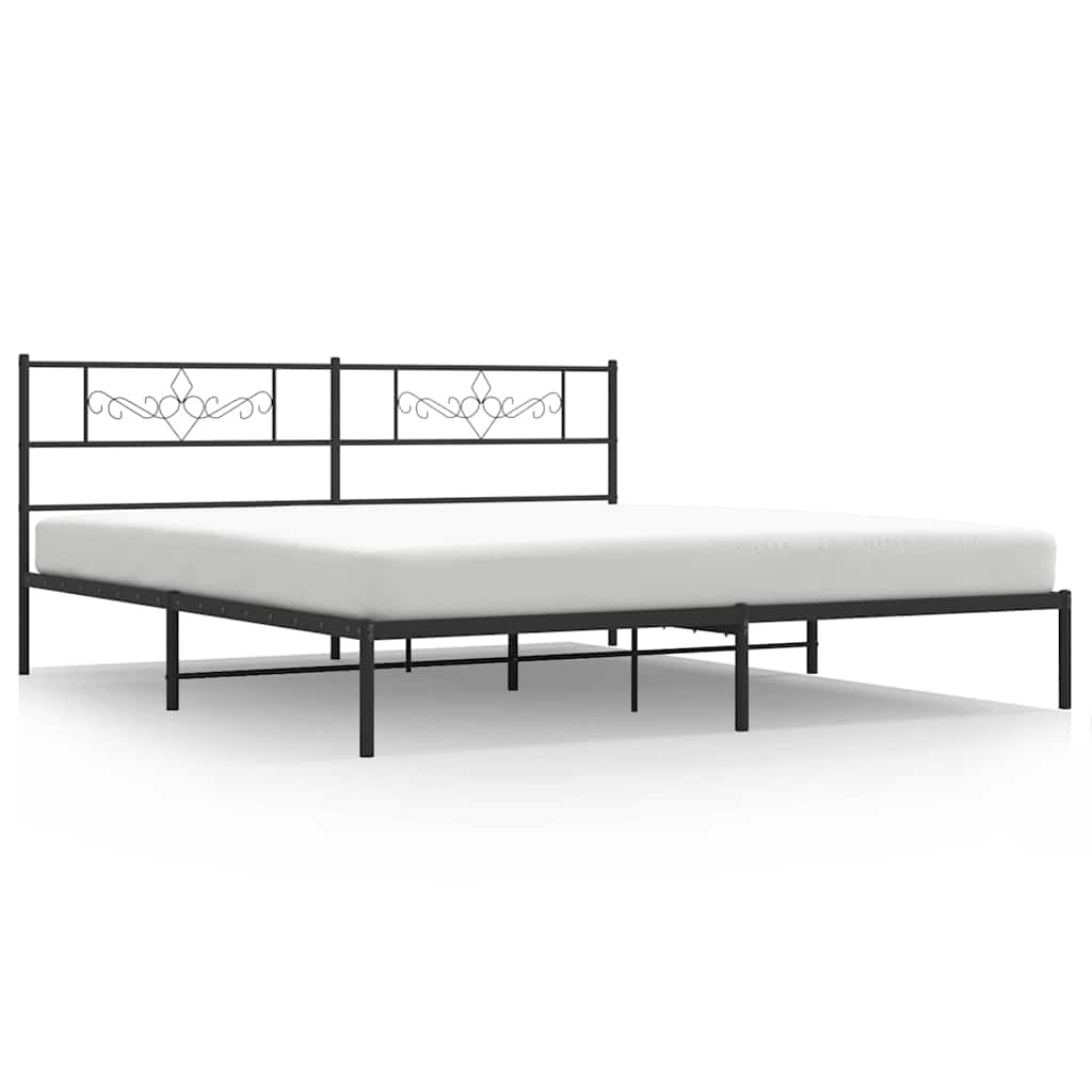 Metal Bed Frame without Mattress with Headboard Black 183x213cm