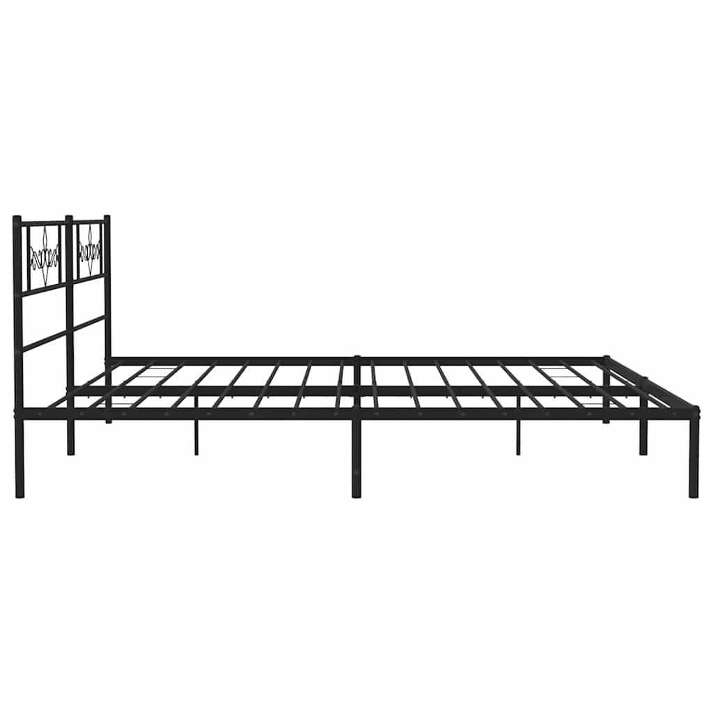 Metal Bed Frame without Mattress with Headboard Black 193x203cm