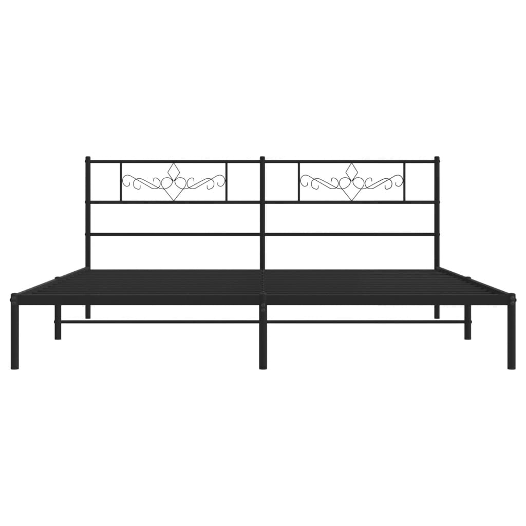 Metal Bed Frame without Mattress with Headboard Black 200x200cm