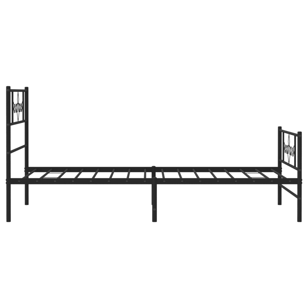 Metal Bed Frame without Mattress with Footboard Black 75x190cm