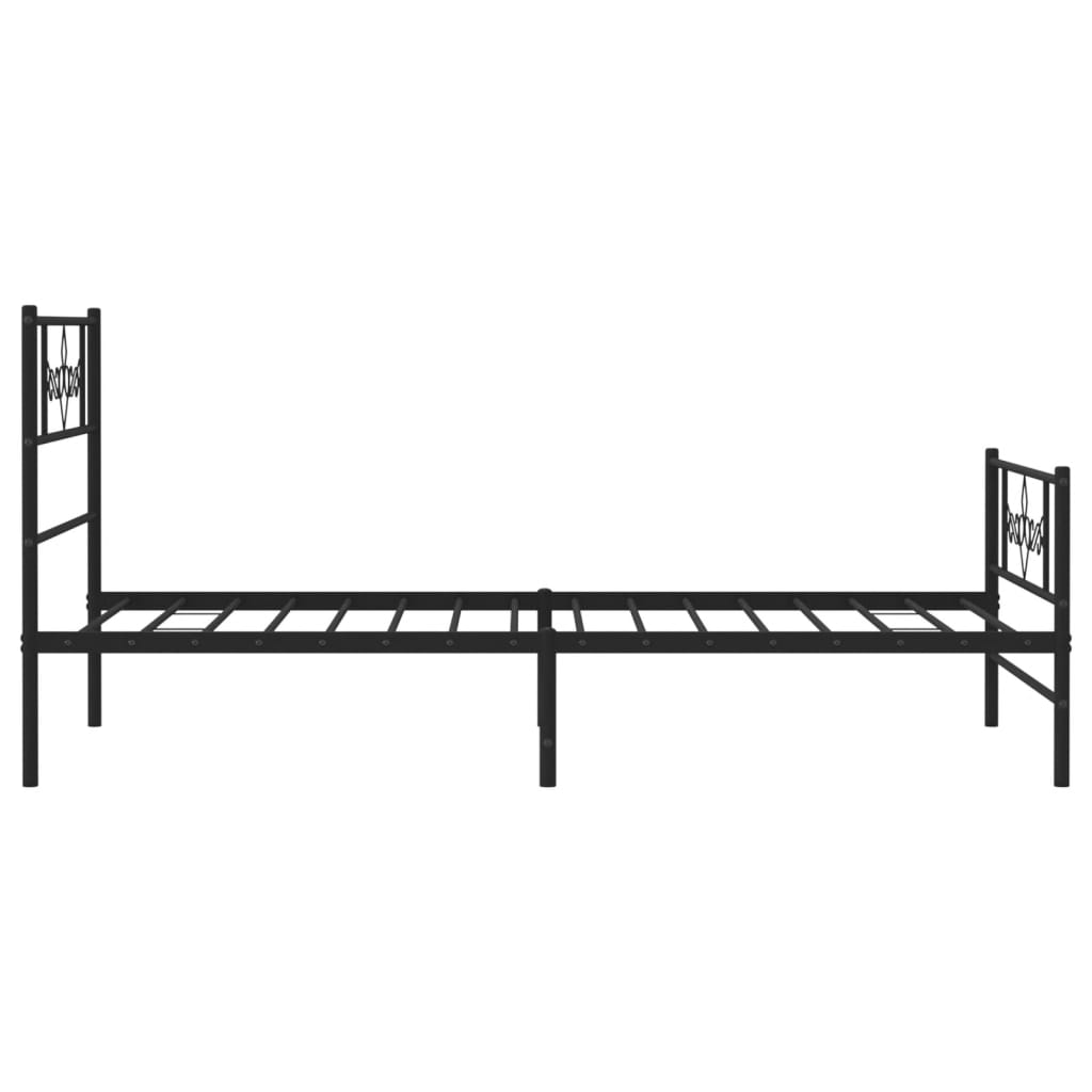 Metal Bed Frame without Mattress with Footboard Black 80x200cm