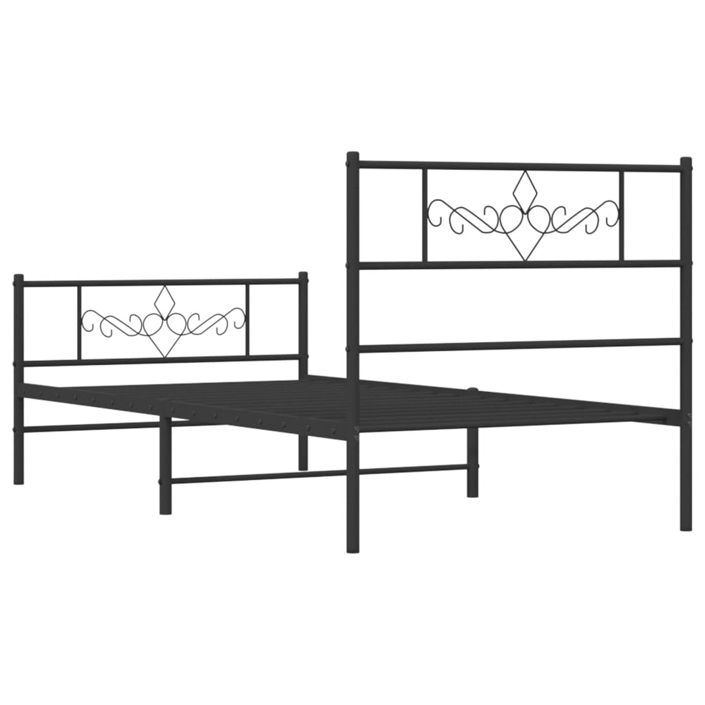 Metal Bed Frame without Mattress with Footboard Black 90x200cm