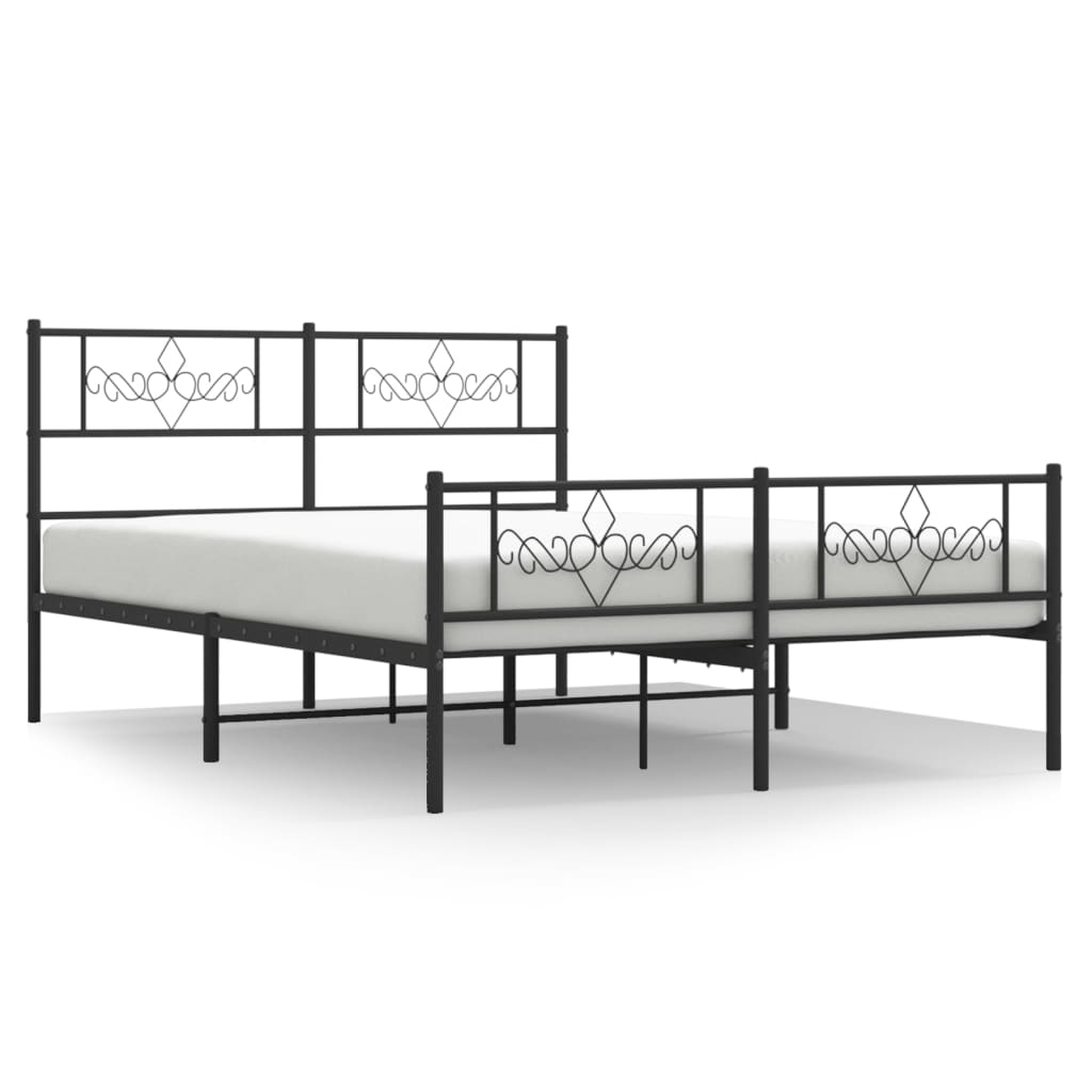 Metal Bed Frame without Mattress with Footboard Black 120x200cm