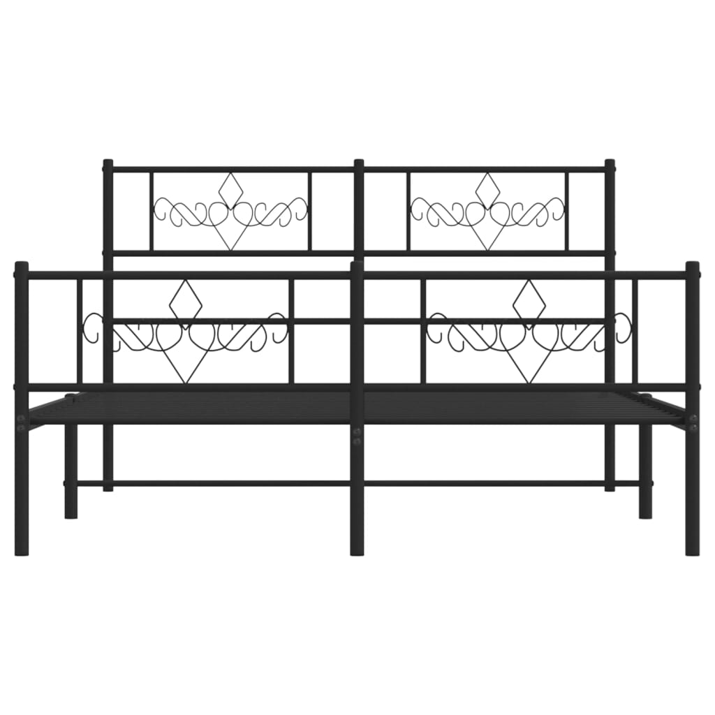 Metal Bed Frame without Mattress with Footboard Black 120x200cm
