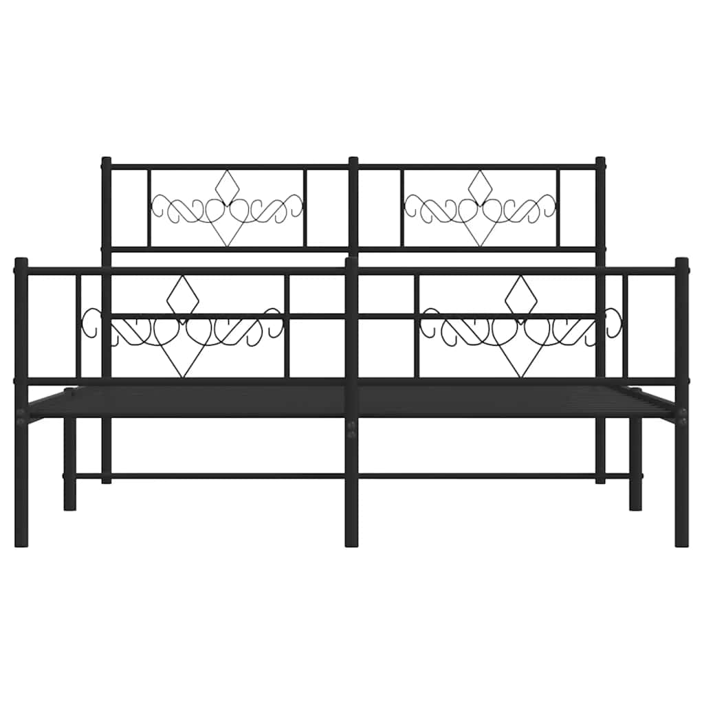 Metal Bed Frame without Mattress with Footboard Black 135x190cm