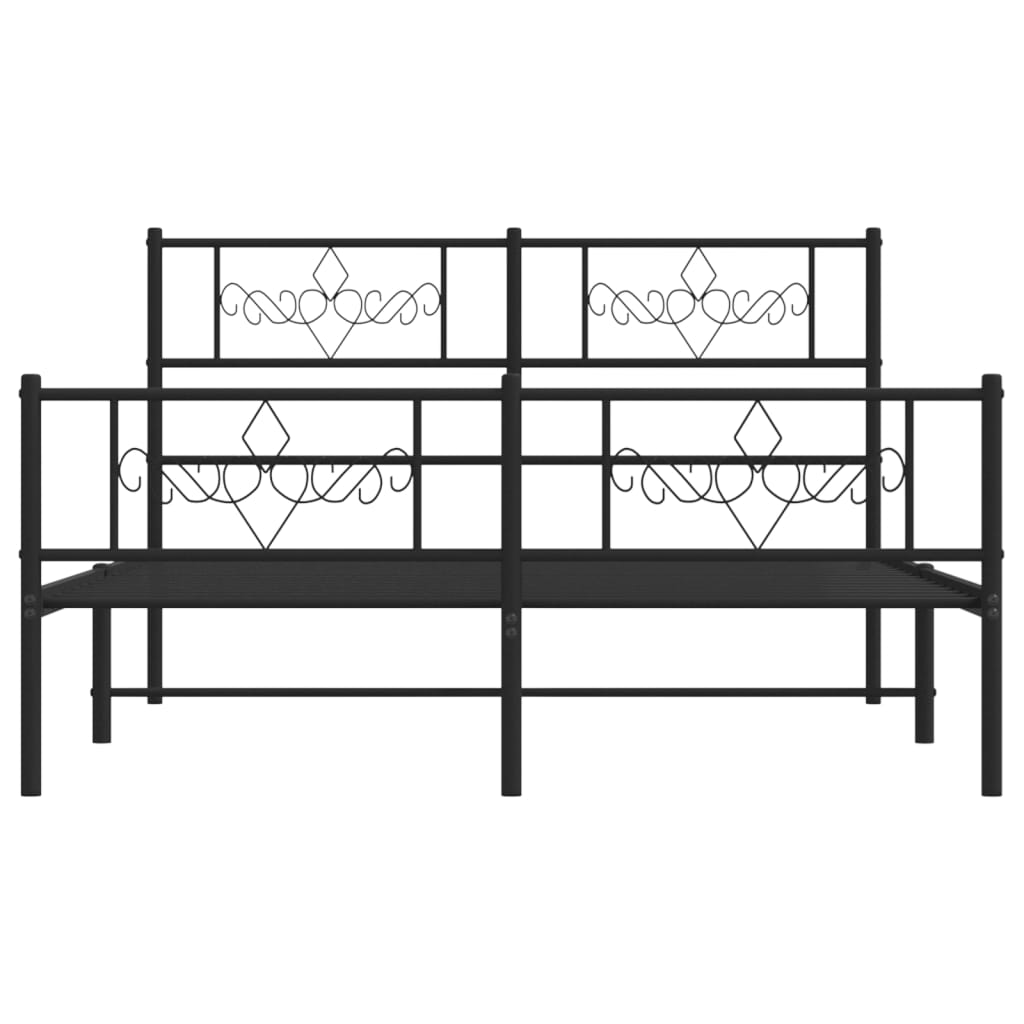 Metal Bed Frame without Mattress with Footboard Black 140x190cm