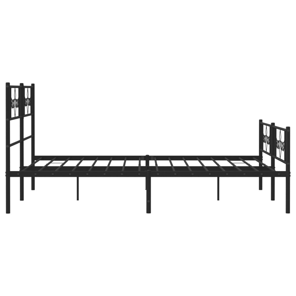 Metal Bed Frame without Mattress with Footboard Black 140x190cm