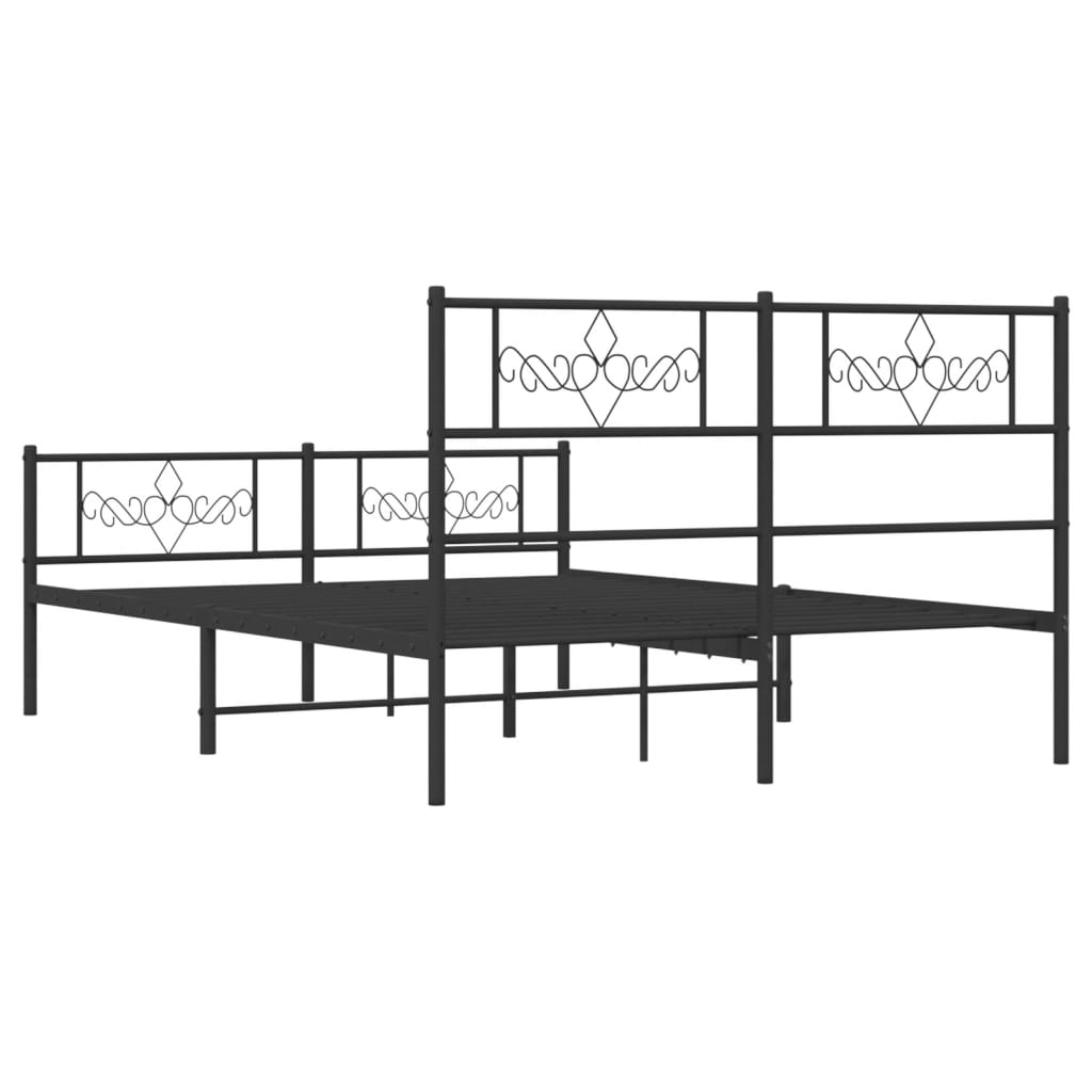 Metal Bed Frame without Mattress with Footboard Black 140x190cm