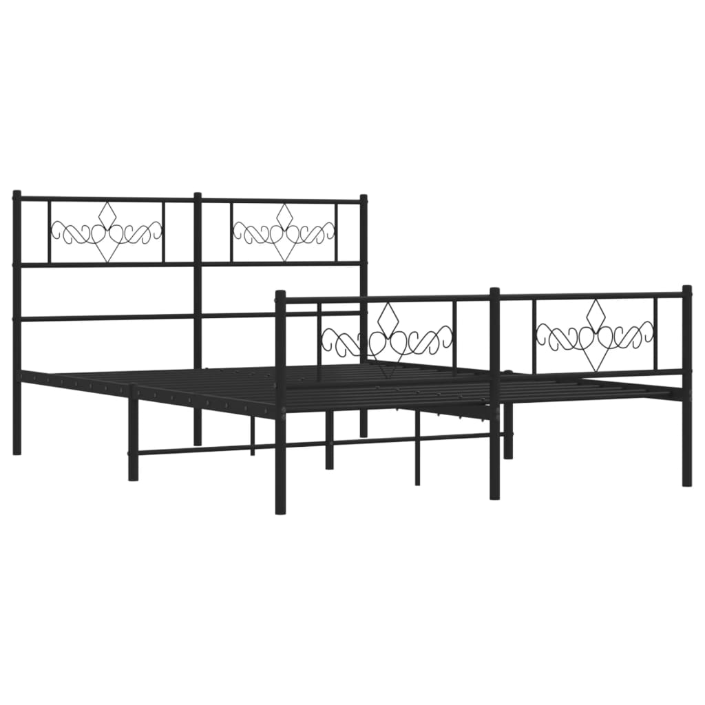 Metal Bed Frame without Mattress with Footboard Black 140x200cm