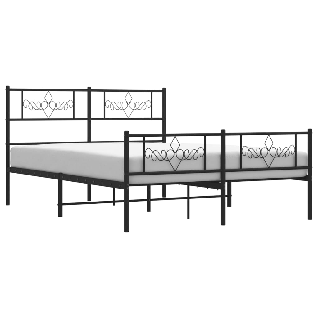 Metal Bed Frame without Mattress with Footboard Black 140x200cm