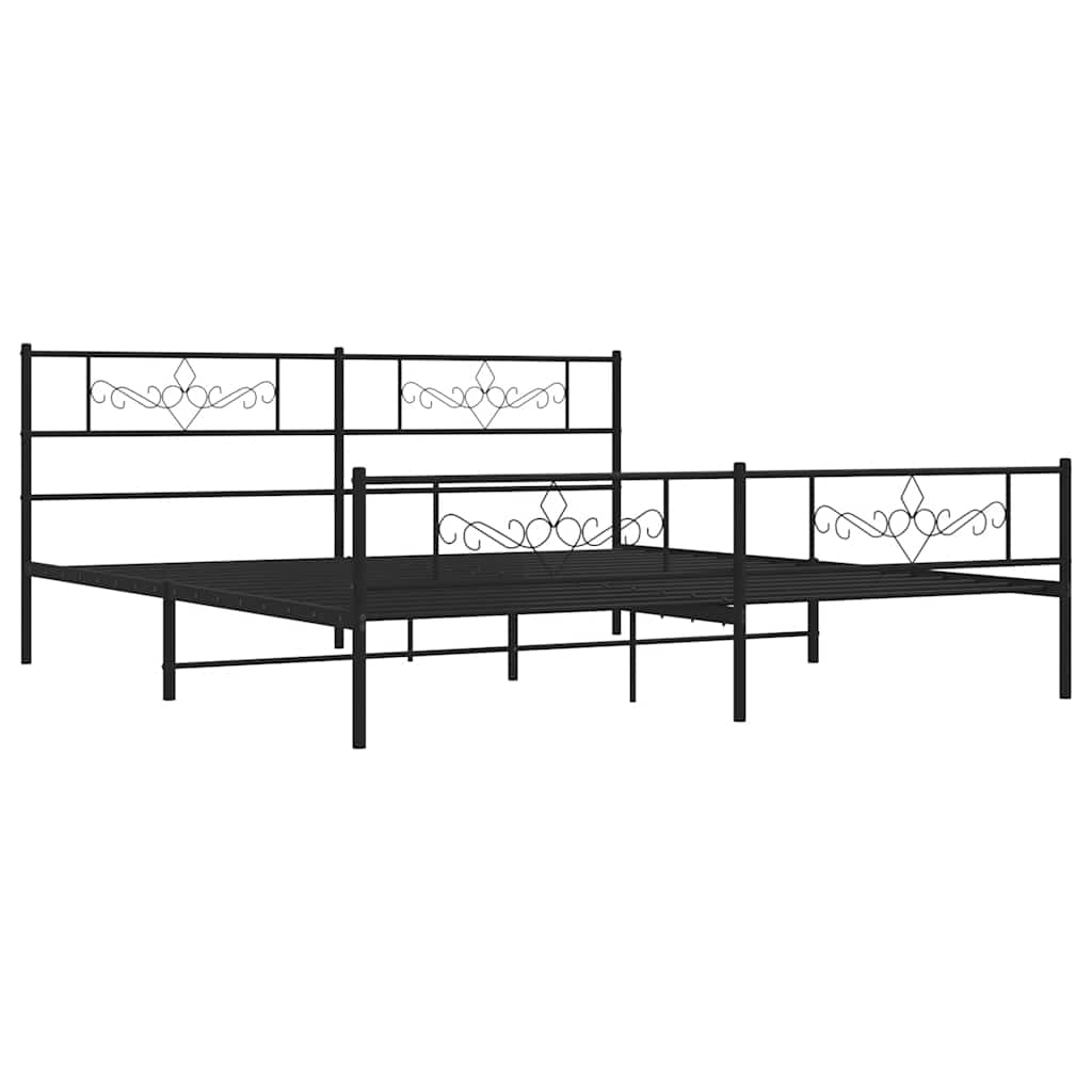 Metal Bed Frame without Mattress with Footboard Black 183x213cm