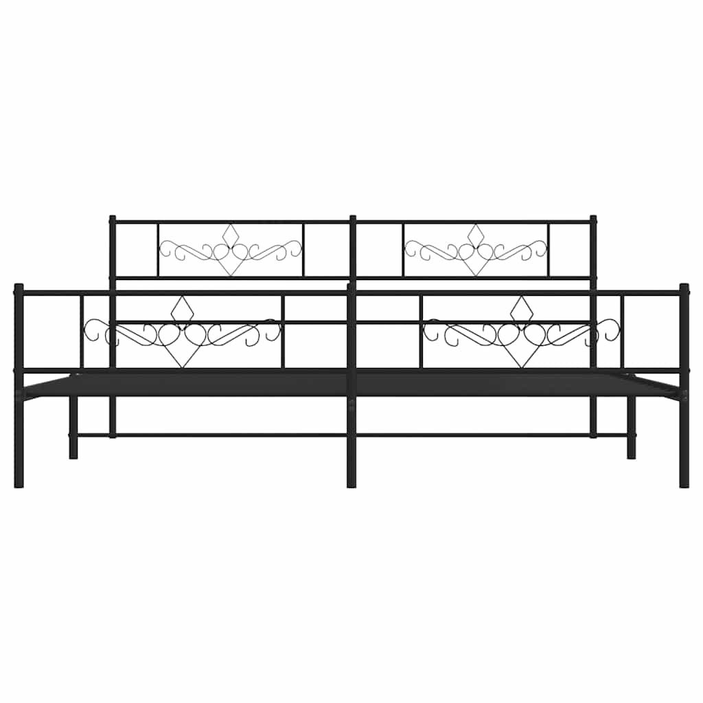 Metal Bed Frame without Mattress with Footboard Black 183x213cm