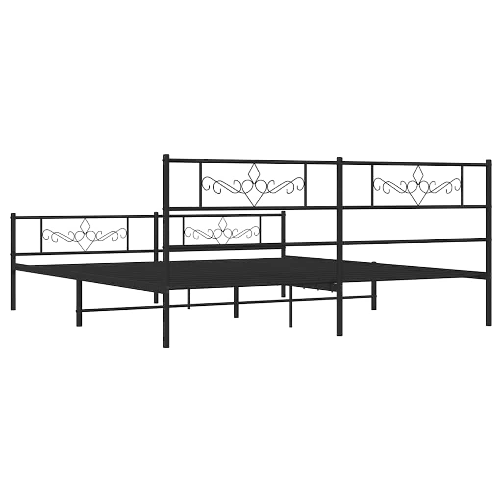 Metal Bed Frame without Mattress with Footboard Black 183x213cm